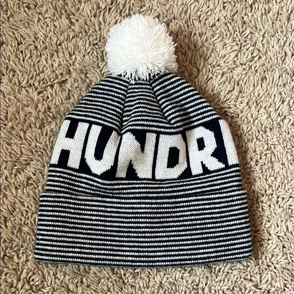Black and White The Hundreds Pom-Pom Beanie